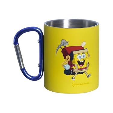 Imagem de Zona Criativa – Caneca Mosquetão 300ml Bob Esponja | Caneca Térmica c/Alça Mosquetão e Corpo Emborrachado – Ideal p/Prender Na Mochila e Cordões-Leve em Passeios e Festas sem Perder - Tamanho Ideal