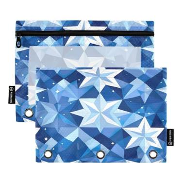 Imagem de Wassud Blue Stars Pacote com 2 pastas para fichário com 3 furos, pasta organizadora para casa, escritório