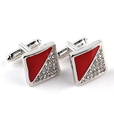 Imagem de Abotoaduras para homens, 1 par de abotoaduras de camisa clássica moda masculina para presente de festa de casamento de negócios, 1.4CM, Zinco, Sem Pedra Preciosa