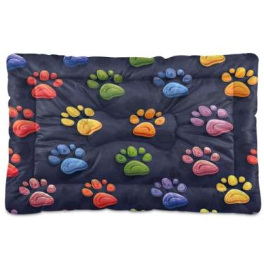 Imagem de Wassud Cama de cachorro arco-íris com pata de cachorro grande, tapete lavável para animais de estimação, cama de gato para dormir, viagens 91 x 61 cm