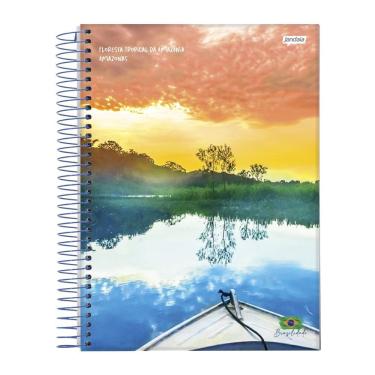 Imagem de Caderno Espiral Universitário Capa Dura Brasilidade 15 Matérias 300 Folhas Jandaia Floresta Amazônia