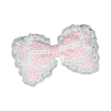 Imagem de Laço De Cabelo Lolita Extra Grande Feito À Mão Com Renda E Poás, Acess