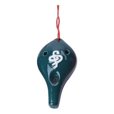 Imagem de WYNSJDBB ocarina instrumento ocarina 6 furos flauta iniciante ocarina alto esmalte cerâmica bela ocarina fácil de aprender adultos crianças iniciantes, verde