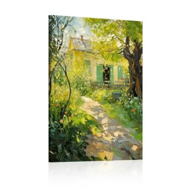 Imagem de Arte de parede obras de arte modernas para decoração de casa impressões em tela paisagístico quintal pátio plantas de jardim imagens para decoração de sala de estar - (85 x 120 cm) 33 x 47 polegadas