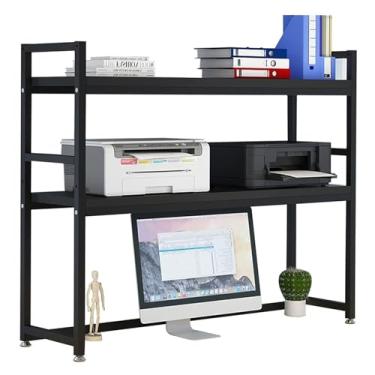Imagem de Estante de mesa de escritório - Estante de mesa de computador industrial de 2 níveis, rack organizador de mesa ajustável, estante de bancada multiuso, para escritório / prateleira de exibição de