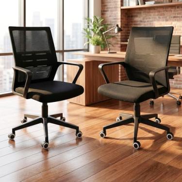 Imagem de Kit 2 Cadeira Escritório Secretária Mesh Giratória Home Office Reunião