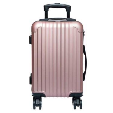 Imagem de Mala de Viagem Bordo ABS 10kg com Rodas Duplas 360° Cadeado Embutido Rodas Removíveis(Rosa chiclete,18 inch)