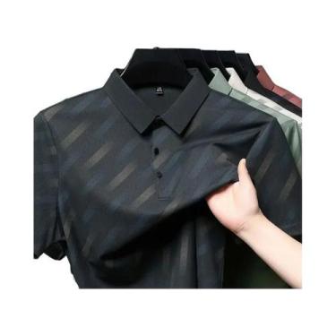 Imagem de Camisa Polo Casual De Negócios Masculina De Manga Curta Estampada 2025