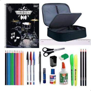 Imagem de Kit Material Escolar Estojo Box Caderno Tilibra 10 Matérias + Itens Ma