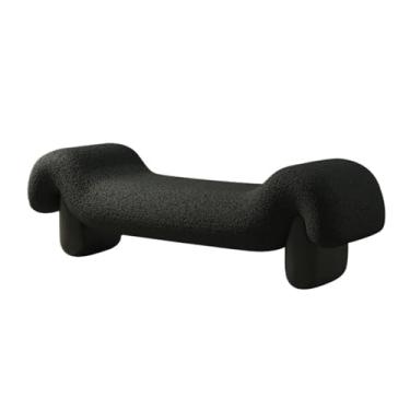 Imagem de KHUTRW3D Banco de sofá moderno de madeira e tecido, estilo retrô, área de troca de sapatos, quarto, cama, banco de vestiário, entrada preta (pequena)