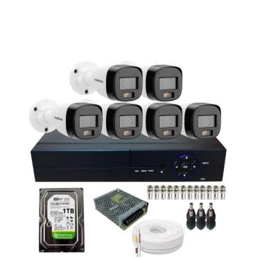 Imagem de Kit 6 Câmeras de Segurança Intelbras VHD 3220 B Full Color com Áudio Dvr 8 Canais  Alta Performance Com Hh