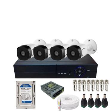 Imagem de Kit 4 Câmeras Intelbras 1120b Hd Dvr De 04 Canais Alta Performance  Hd 500gb No Dvr
