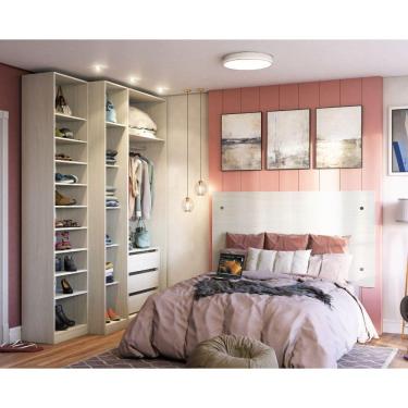 Imagem de Guarda Roupa, 3 Gavetas, Sapateira E Cabeceira Casal Crema