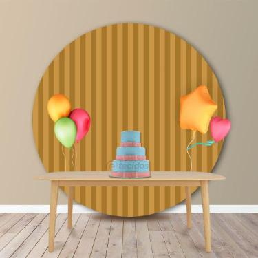 Imagem de Painel Redondo em Jacquard Dourado Ouro Vibrante Listrado - Jacquard T