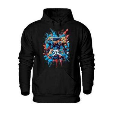 Imagem de Blusa de Frio Plus Size Masculina Flanelada Com Bolso Canguru Punho e Capuz Cordao Ajustavel-Masculino