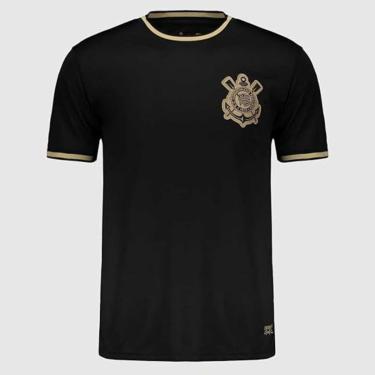 Imagem de CAMISETA CORINTHIANS GOLA E PUNHO DOURADO SÍMBOLO COIMBRA-Masculino