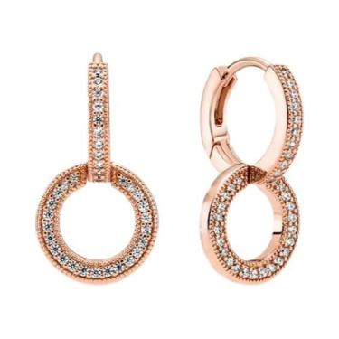 Imagem de Brincos De Coração Em Ouro Rosa Com Floco De Neve, Joias De Prata Este