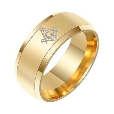 Imagem de Anéis Maçônicos De Aço Inoxidável Preto Para Homens, Joias De Casament