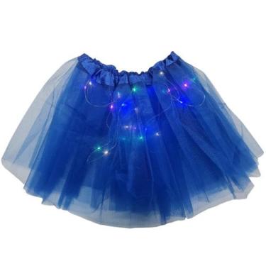 Imagem de Saia Tule Iluminada LED 30cm Festa - Dreaminbox, Azul