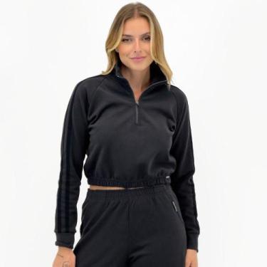 Imagem de Blusa Rosa Bella Cropped Fleece com Zíper Feminina, GG, Chumbo