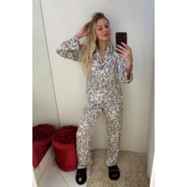Imagem de Pijama  Feminino Americano  Longo Cetim com Toque de Seda. Acuo Coleçã
