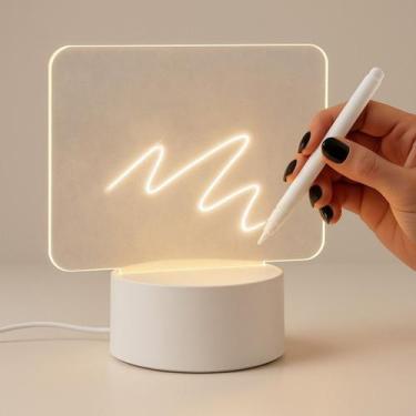Imagem de Luminária Led Abajur 3D de Escrever Tipo Lousa com Caneta e Base USB -