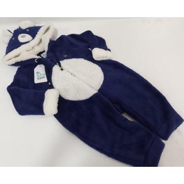 Imagem de Macacão Capuz Bebê Menino Pelo Luxo Inverno D+ Baby Rf 60115, Marinho,