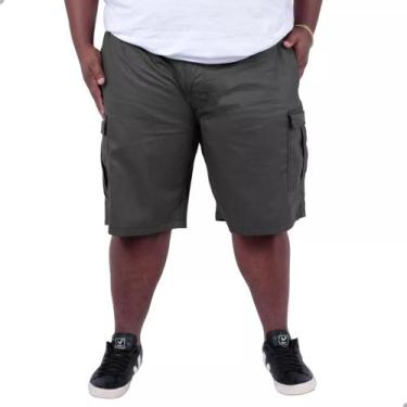 Imagem de Bermuda Cargo Masculina Plus Size Brim Com Elástico Casual - FURACÃO M