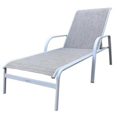 Imagem de Espreguiçadeira Reclinável em Alumínio e Tela Sling Cannes Branco - Po