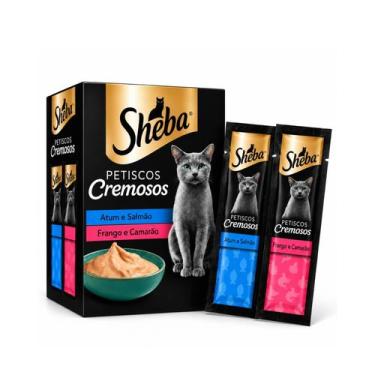 Imagem de Kit Petisco Cremoso para Gatos Sheba Sachê 4 Unidades