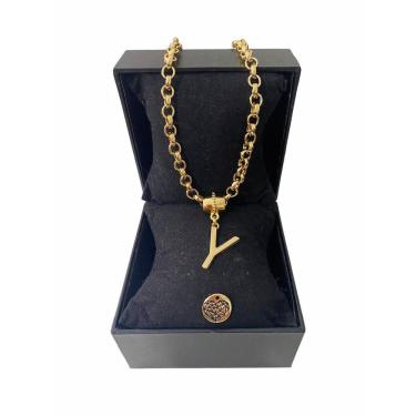 Imagem de Colar Feminino Elo Português Grosso 6mm Letra "Y"