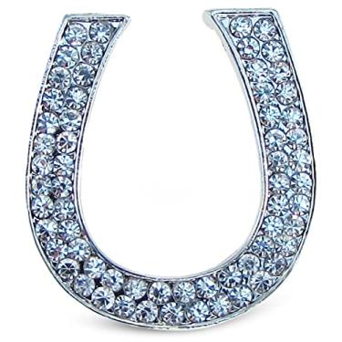 Imagem de Puzzled Imãs brilhantes para geladeira Horse Shoe com cristais, 5, prata