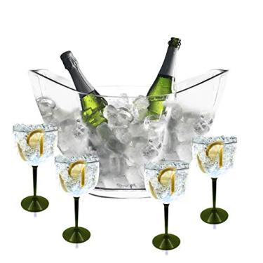 Imagem de Kit Champanheira e 4 Taças Gin Acrílico
