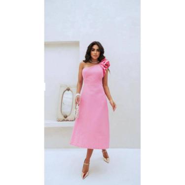 Imagem de Vestido Soltinho Midi Elegante em Linho Verão Confortável