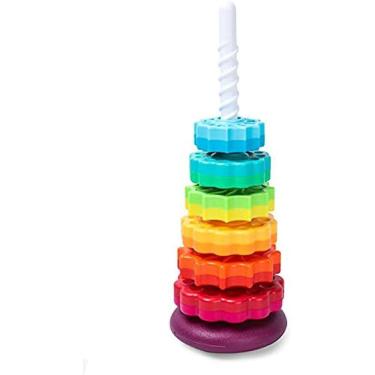 Imagem de Rainbow Tower Stack Toy Color Spining Tower Blocos de construção 