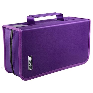 Imagem de Siveit Suporte de capa de DVD, capa de CD/DVD, porta-fichário, capacidade para 160 CDs, DVD, organizador portátil, carteira para viagem em casa (fichário preto, roxo)