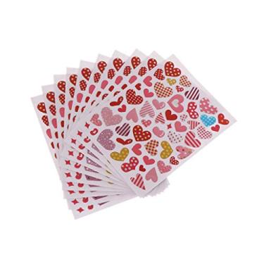 Imagem de lanema 10 folhas de adesivos de coração, adesivos decorativos de amor, envelopes infantis, cartões artesanais para scrapbooking