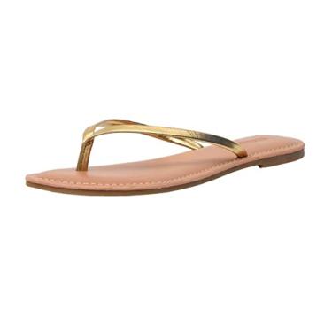 Imagem de CUSHIONAIRE Women's Cora Flat Flip Flop Sandal with +Comfort and Wide Widths Available, Gold 7.5 W