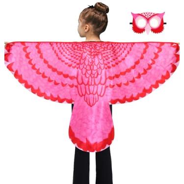 Imagem de D.Q.Z Bird-Wings-Owl-Costume for Kids with Mask, Dress Up Clothes for Boys Girls Eagle Role Play Hallowen Party (Hot Pink)