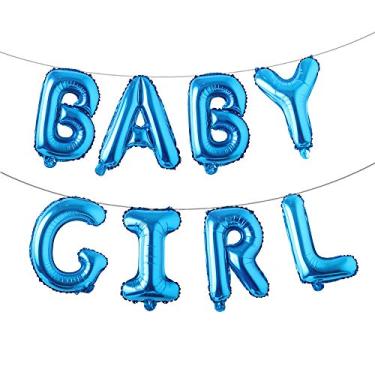 Imagem de Guirlanda de balões de letras metálicas para bebês meninos e meninas de 40,6 cm para aniversário chá de bebê revelação de gênero suprimentos de decoração de festa (BABY GIRL Blue)