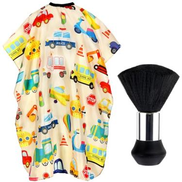 Imagem de FEBSNOW Capa de corte de cabelo infantil, capa de barbeiro profissional e escova de pescoço avental de cabeleireiro com fecho ajustável para crianças e adultos 139 x 99 centímetros
