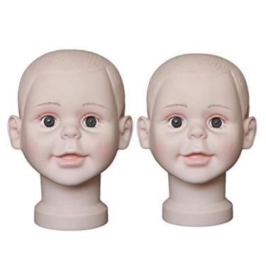 Imagem de Adorável chapéu infantil expositor manequim suporte conjunto P + G para treinamento de maquiagem de cabeleireiro