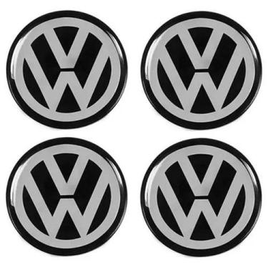 Imagem de Emblema Resinado VW Preto Calota 48 mm 4 Peças - VIA