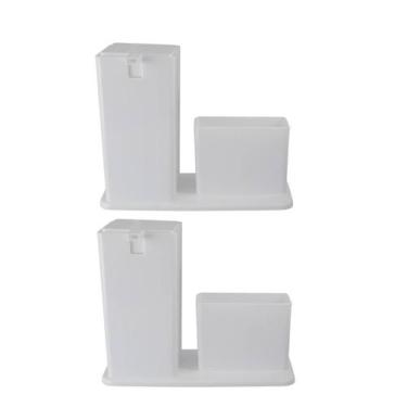 Imagem de Kit 2 Dispenser C/Porta Esponja Plus Sabão Liquido Branco - Paramount