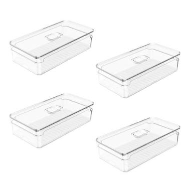Imagem de Conjunto 4 Organizadores Multiúso de Geladeira Clear Fresh 2.8 L C/ Ta