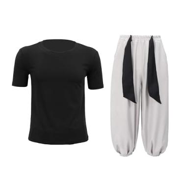 Imagem de C-ZOFEK Men's US Size Toji Fushiguro Cosplay Costume Black Stretchy Top Baggy Pants Anime Outfits (X-Large)