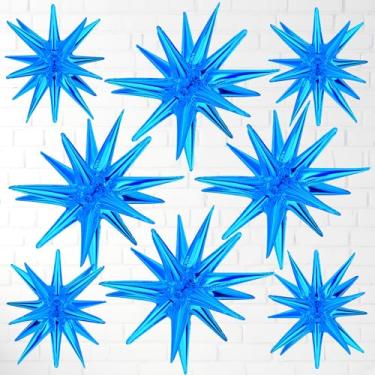 Imagem de 8pcs 14-Pointed One-Piece Exploding Star Large Foil Mylar Balloons, 27 & 22 Inches, Point Star Balloons, Cone Balloons, Great for Birthdays, Baby Showers, Wedding & Anniversary Parties!