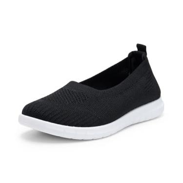 Imagem de Alexis Leroy Tênis feminino casual sem cadarço confortável de malha, Preto claro, 35