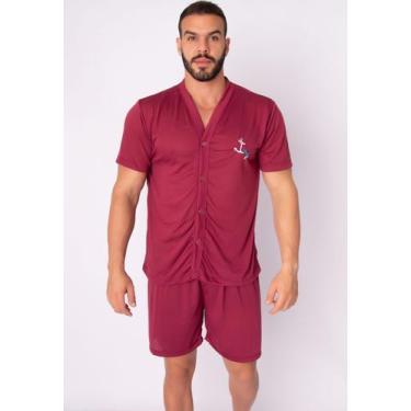 Imagem de Pijama Vekyo Masculino Pós Cirúrgico com Botões, Homem, Vinho, P