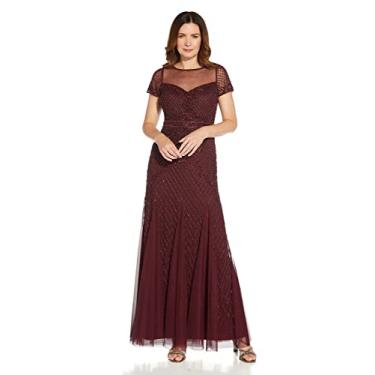 Imagem de Adrianna Papell Vestido longo feminino com contas, Borgonha escuro, 38